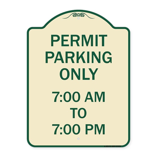 Signmission Permit Parking 7-00 Am to 7-00 Pm Heavy-Gauge Aluminum Architectural Sign, 24" x 18", TG-1824-23323 A-DES-TG-1824-23323 - main